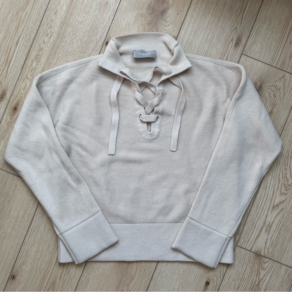 everlane lace up smock sweater